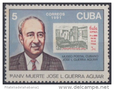 1991.6- * CUBA 1991. MNH. ANIV MUERTE DE JOSE LUIS GUERRA AGUIAR. MUSEO POSTAL * CUBANO. * CUBAN POSTAL MUSEUM - Unused Stamps