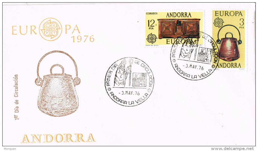 11403. Carta F.D.C. ANDORRA Española 1976. Tema Europa 76 - Lettres & Documents