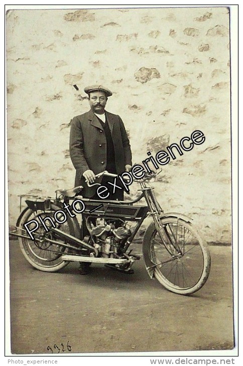 CPA Carte Photo Transport Moto Vélomoteur Bike 1910 VANVES Hauts De Seine 92 - Motos