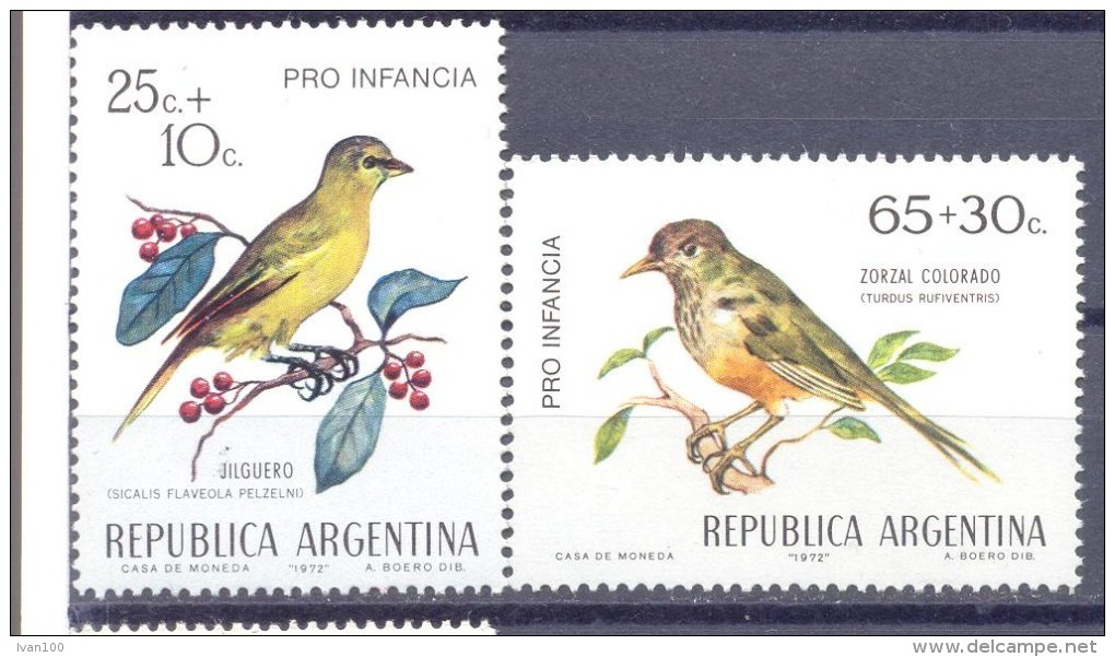 1972. Argentina, Mich.1119-20,  Birds, 2v,  Mint/** - Ungebraucht