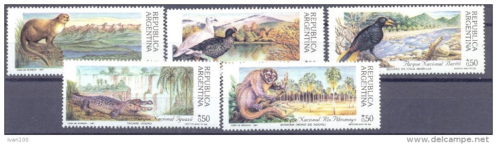 1987. Argentina, Mich.1906-10, National Parks, 5v,  Mint/** - Unused Stamps