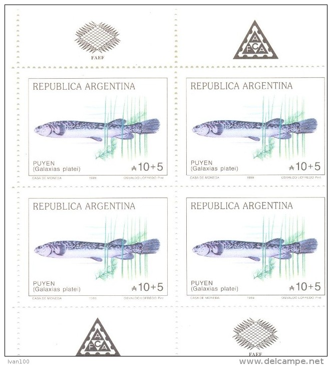 1989. Argentina, Mich.1775, Fishes, Sheetlet,   Mint/** - Blocs-feuillets