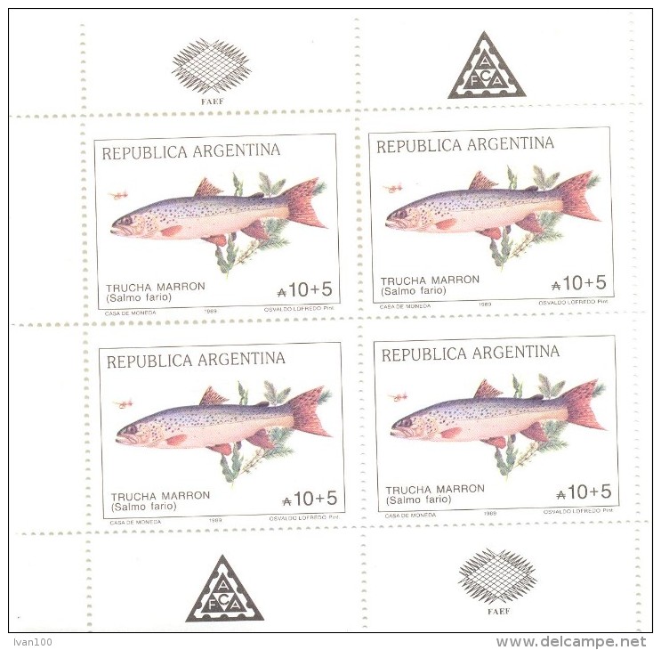 1985. Argentina, Mich.1776, Fishes, Sheetlet, Mint/** - Hojas Bloque