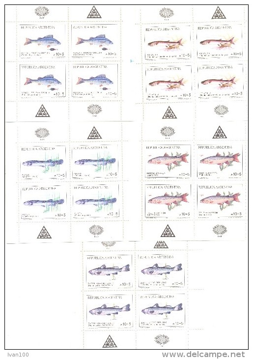 1985. Argentina, Mich.1772-76, Fishes, 5 Sheetlets, Mint/** - Hojas Bloque