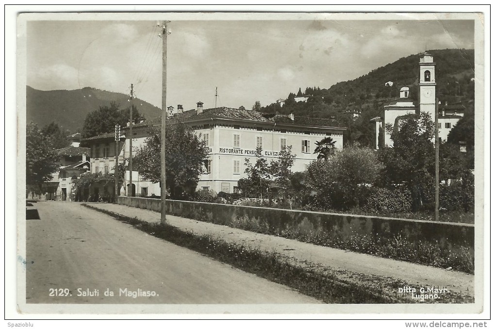 1938, Lugano,  Saluti Da Magliaso - Ristorante Pensione Elvezia. - Saluti Da.../ Gruss Aus...