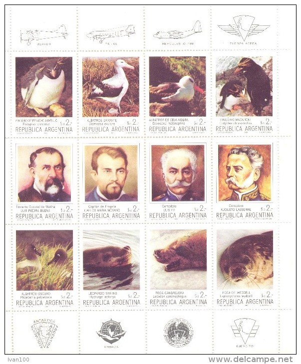 1983. Argentina, Mich.1666-77, Fauna & Famous Persons Of Argentina, Sheetlet, Mint/** - Blocs-feuillets