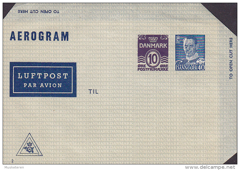 Denmark Postal Stationery Ganzsache Entier Aerogram Luftpost Par Avion  (2.) 10 Ø Neben 40 Ø Unused - Poste Aérienne