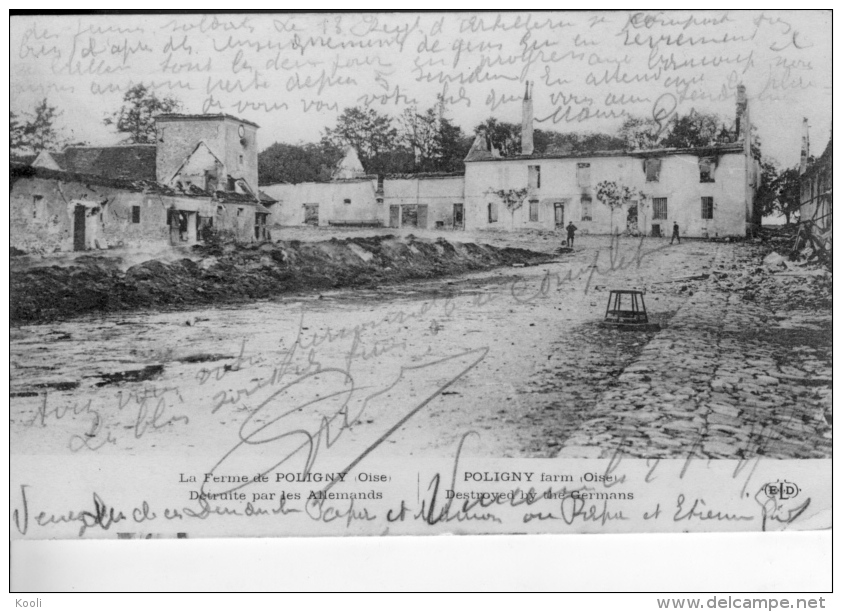 60Z07-1 - Ferme De POLIGNY Détruite Par Les Allemands - Cachet De Vincennes 3-11-14 - Other & Unclassified