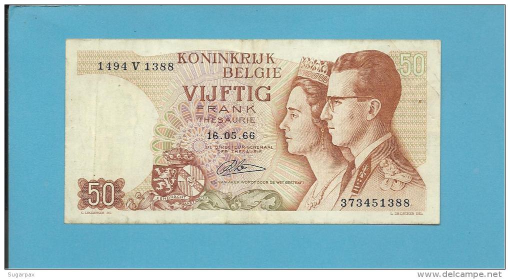 BELGIUM - 50 FRANCS - 16.05.1966 - P 139 - Sign. 21 - King Baudouin I And Queen Fabiola - BELGIE BELGIQUE - 50 Francos