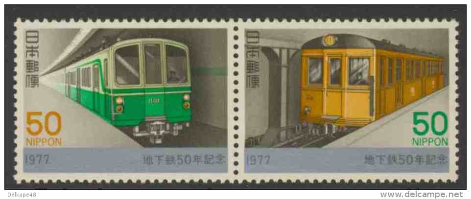 Japan Japon Nippon 1977 Mi 1343 /44 Pair ** Tokyo Metro Of 1927 + Metrotrain No. 1101 Of 1977 / Underground  / U-Bahn - Ongebruikt