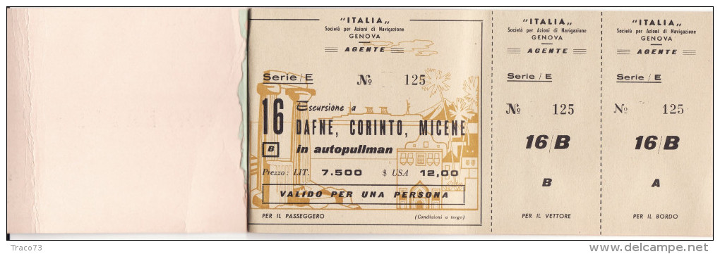 TRANSATLANTICO  " RAFFAELLO "  1965  /   Ticket - Biglietto Escursione Integro - Europe