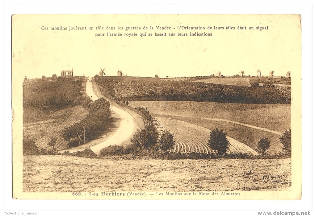 Cp, 85, Les Herbiers, Les Moulins Sur Le Mont Des Alouettes, Voyagée - Les Herbiers