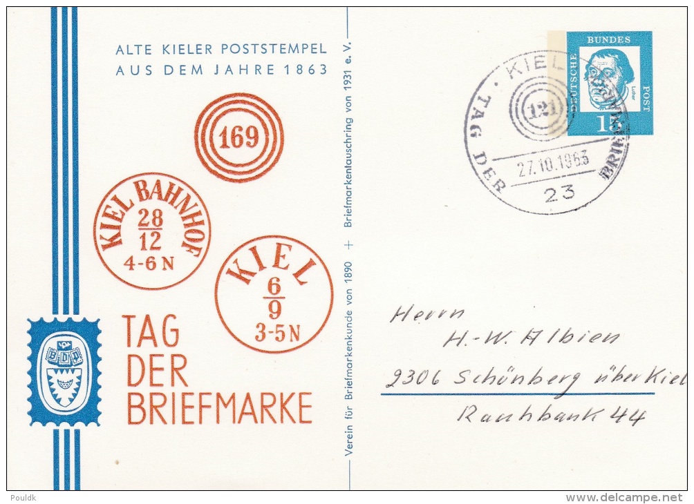 Germany, Special Cachet: 1963 Kiel Tag Der Briefmarke    (G43-70A) - Briefe U. Dokumente