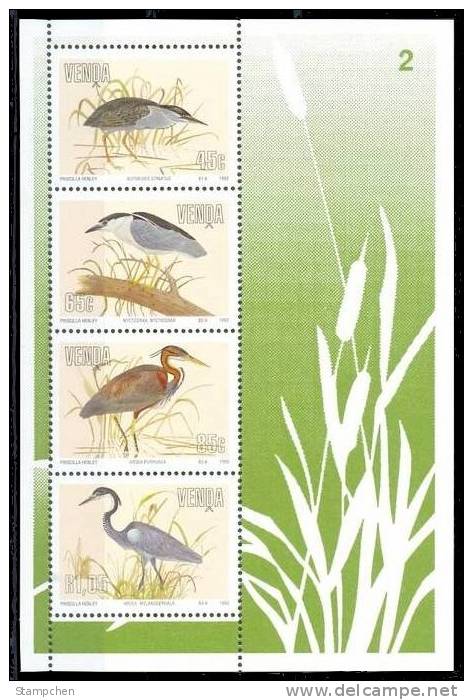 South Africa Venda 1993 Herons Birds Stamps S/s Heron Bird Water - Venda