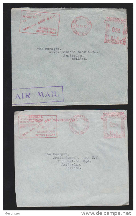 Bristish Guiana 1955-59 2 Meter Airmail Covers To Netherlands - Guyane Britannique (...-1966)