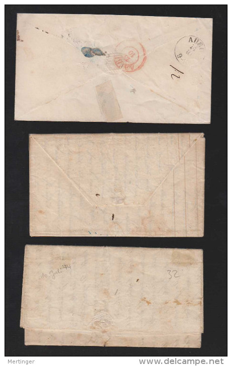 USA 1846-80   3 Stampless Covers - …-1845 Prephilately