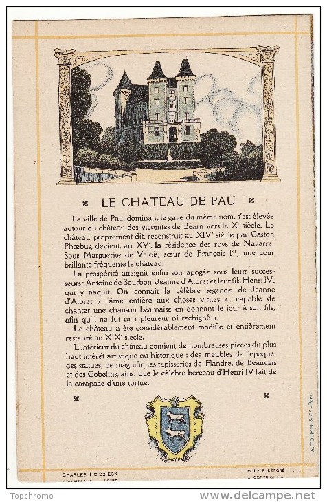 Menu Champagne Charles Heidsieck Reims Château De Pau Jeunesse D'Henri IV Illustrateur Pierlis - Menus