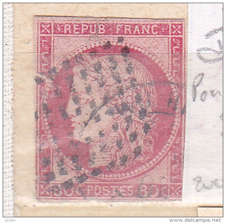 COLONIES GÉNÉRALES N° 21 80C ROSE PETITE DÉCHIRURE EN HAUT OBL  PONDICHERY - Ceres