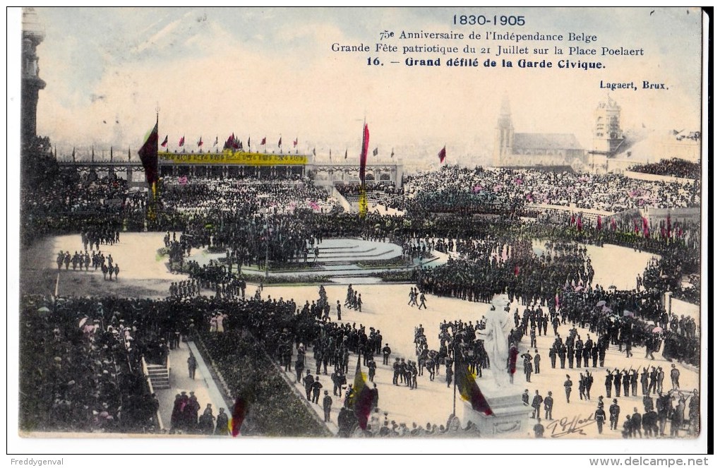 75 EME ANNIV. INDEPENDANCE BELGE 21/7/ 1905  PLACE POELAERT DEFILE GARDE CIVIQUE - Manifestations