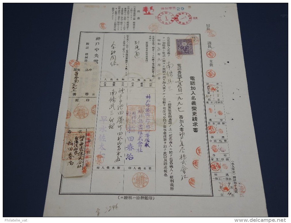 JAPON - Rare Document Fiscal Avec Timbres Fiscal Et Postal - Trés Bon état - Rare - A Voir - Lot N° 1417 - Cartas & Documentos
