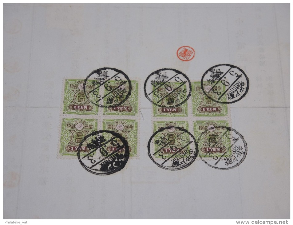 JAPON - Rare Document Fiscal Avec Timbres Fiscal Et Postal - Trés Bon état - Rare - A Voir - Lot N° 1417 - Lettres & Documents