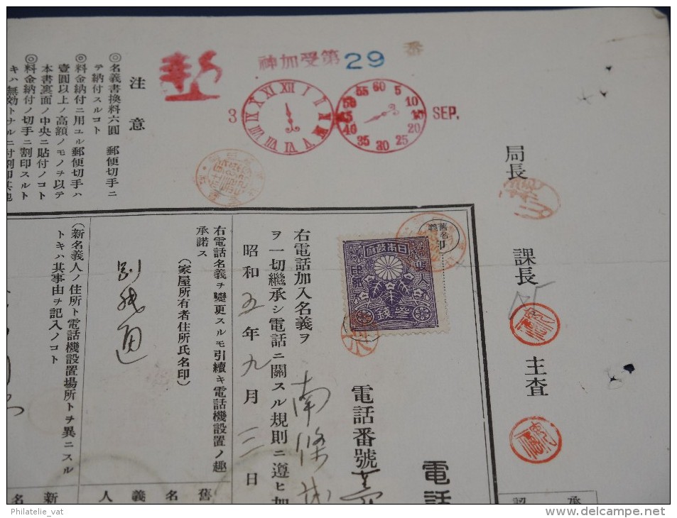JAPON - Rare Document Fiscal Avec Timbres Fiscal Et Postal - Trés Bon état - Rare - A Voir - Lot N° 1417 - Cartas & Documentos