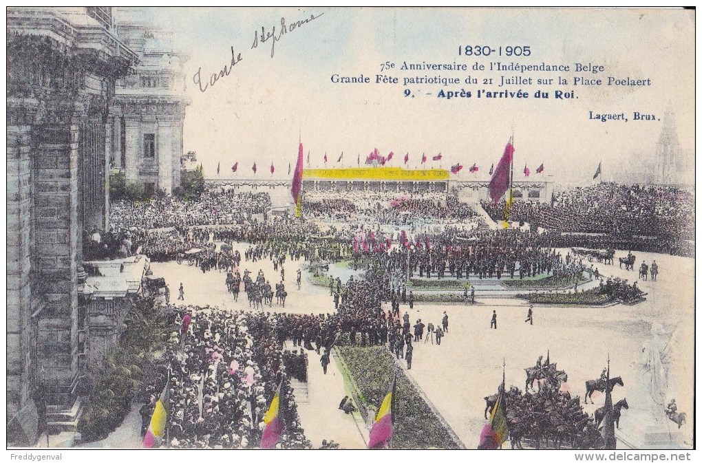 75 EME ANNIV. INDEPENDANCE BELGE 21/7/ 1905  APRES L'ARRIVEE DU ROI - Manifestations