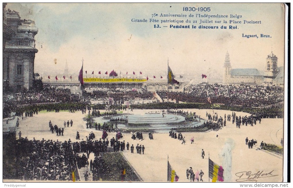 75 EME ANNIV. INDEPENDANCE BELGE 21/7/ 1905  PENDANT LE DISCOURS DU ROI - Manifestations