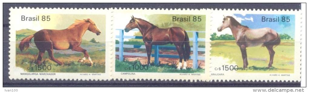 1985. Brazil, Mich.2097-99, Horses, 3v, Mint/** - Neufs