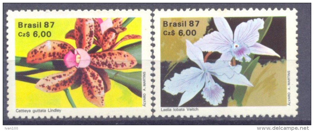 1987. Brazil, Mich.2237-38,Orchids, 2v, Mint/** - Ongebruikt