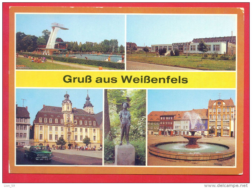 159211 / GRUSS AUS WEISSENFELS - CAR , MONUMENT , FREIBAD , WOHNGEBIETSGASTSTÄTTE " KOSMOS " - Germany Allemagne - Weissenfels