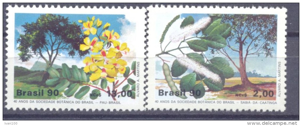 1990. Brazil, Mich.2340-41, Botanical Association, 2v, Mint/** - Unused Stamps