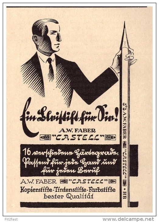 Original Werbung - 1927 - A.W. FABER , CASTELL , Bleistifte , Tintenstifte , Kopierstifte !!! - Schreibgerät