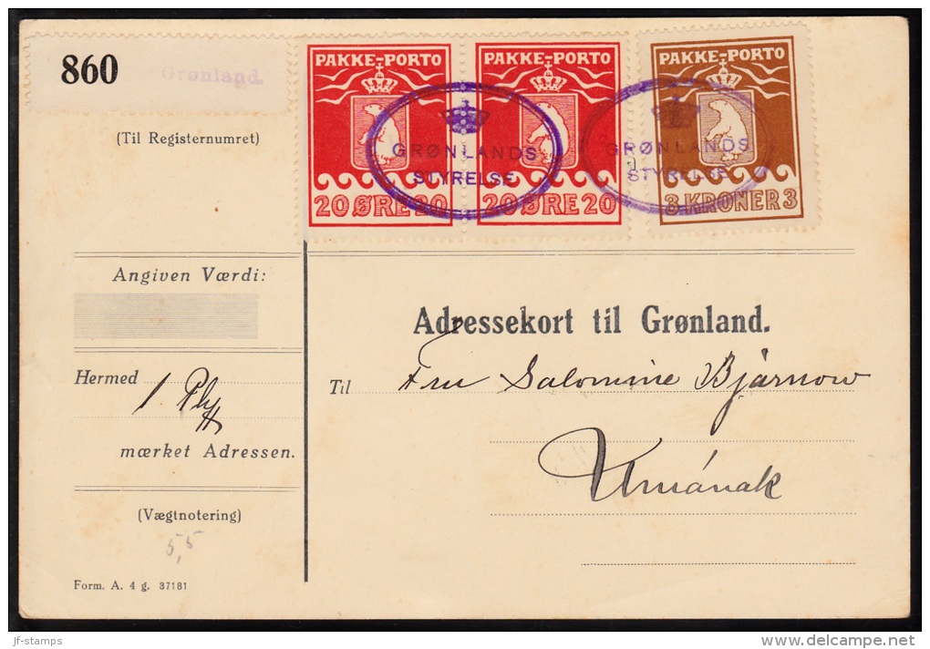 1930. 3 Kr. Brown And Pair 20 øre Red. Thiele Letterpress. Perf. 11 ½. On Fine Adressek... (Michel: 12A+) - JF112141 - Paquetes Postales