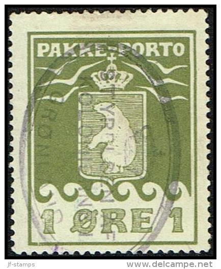 1916. PAKKE PORTO. 1 øre Ol Green. Thiele. Perf 11 ½. STYRELSEN AF KOLONIERNE I GRØNLAND. (Michel: 4A) - JF171290 - Parcel Post