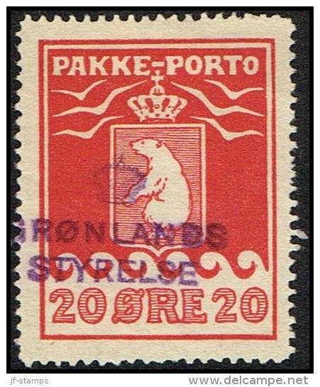 1916. PAKKE PORTO. 20 øre Red. Thiele. Perf 11 ½. GRØNLANDS STYRELSE. (Michel: 9A) - JF171332 - Spoorwegzegels