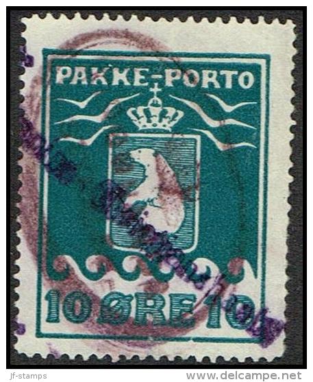 1916. PAKKE PORTO. 10 øre Blue. Thiele. Perf 11 ½. Double Cancelled First GRØNLANDS STY... (Michel: 7A) - JF171400 - Paketmarken