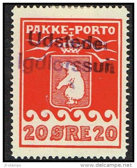 Udstedet Igdlorssuit On 1916. PAKKE PORTO. 20 øre Red. Thiele. Perf 11 ½. (Michel: 9A) - JF171420 - Parcel Post