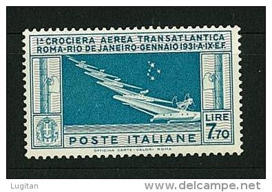 REGNO VITTORIO EMANUELE III - CROCIERA TRANSATLANTICA BALBO - ANNO 1930 SASS. # PA 25 NUOVI GOMMA INTEGRA ** - Airmail