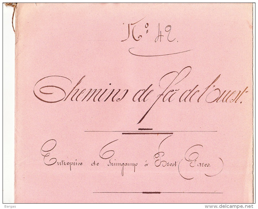 Grand Cahier à Décembre 1866 Chemins De Fer De L'ouest Train De Guingamp à Brest Gare Rôle De Paie - Documents Historiques