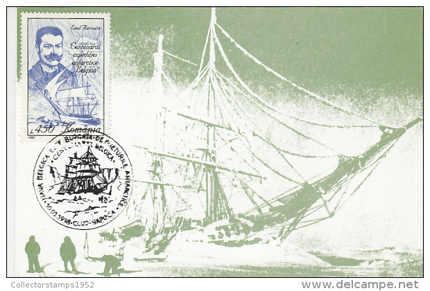 11315- BELGICA ANTARCTIC EXPEDITION, E. RACOVITA, SHIP, MAXIMUM CARD, 1998, ROMANIA - Antarctische Expedities