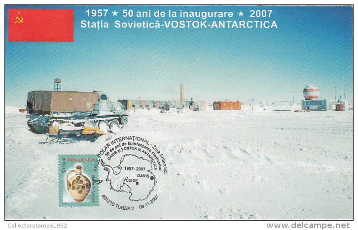 923FM- VOSTOK- RUSSIAN ANTARCTIC STATION, SPECIAL COVER, 2007, ROMANIA - Onderzoeksstations