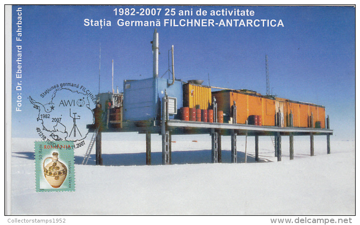 924FM- FILCHNER- GERMAN ANTARCTIC STATION, SPECIAL COVER, 2007, ROMANIA - Onderzoeksstations