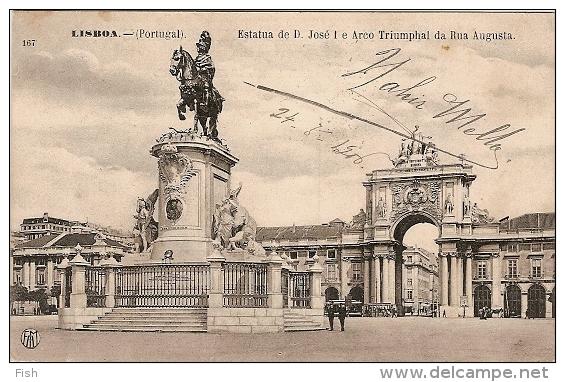 Portugal & Bilhete Postal ,Estatua De D. José E Arco Triumphal Da Rua Augusta, Coimbra, 1906 (146) - Storia Postale