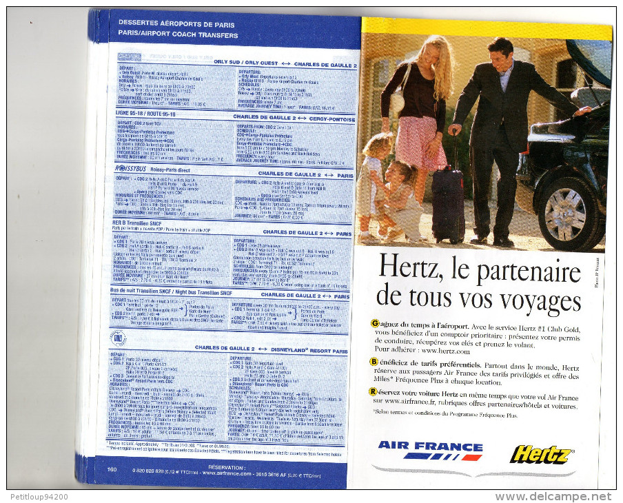 AIR FRANCE HORAIRES/TIMETABLE  2003  Au Départ De Paris - Timetables