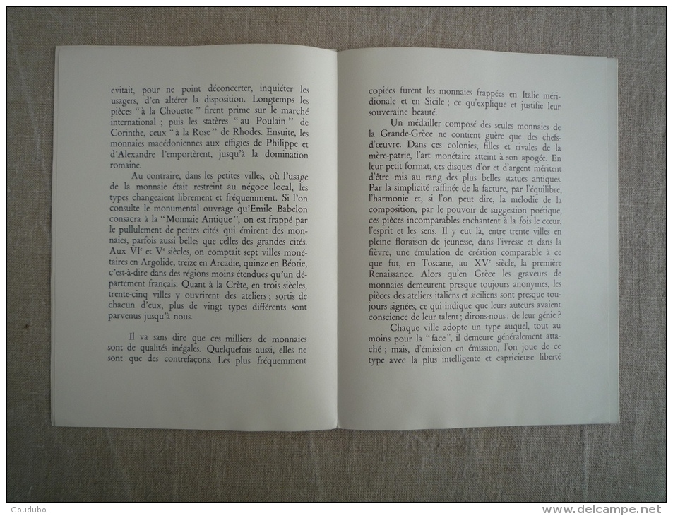 Monnaies grecques J.L Vaudoyer EO 1952 N°456 Marc Robert héliogravures Lescuyer.Voir photos.