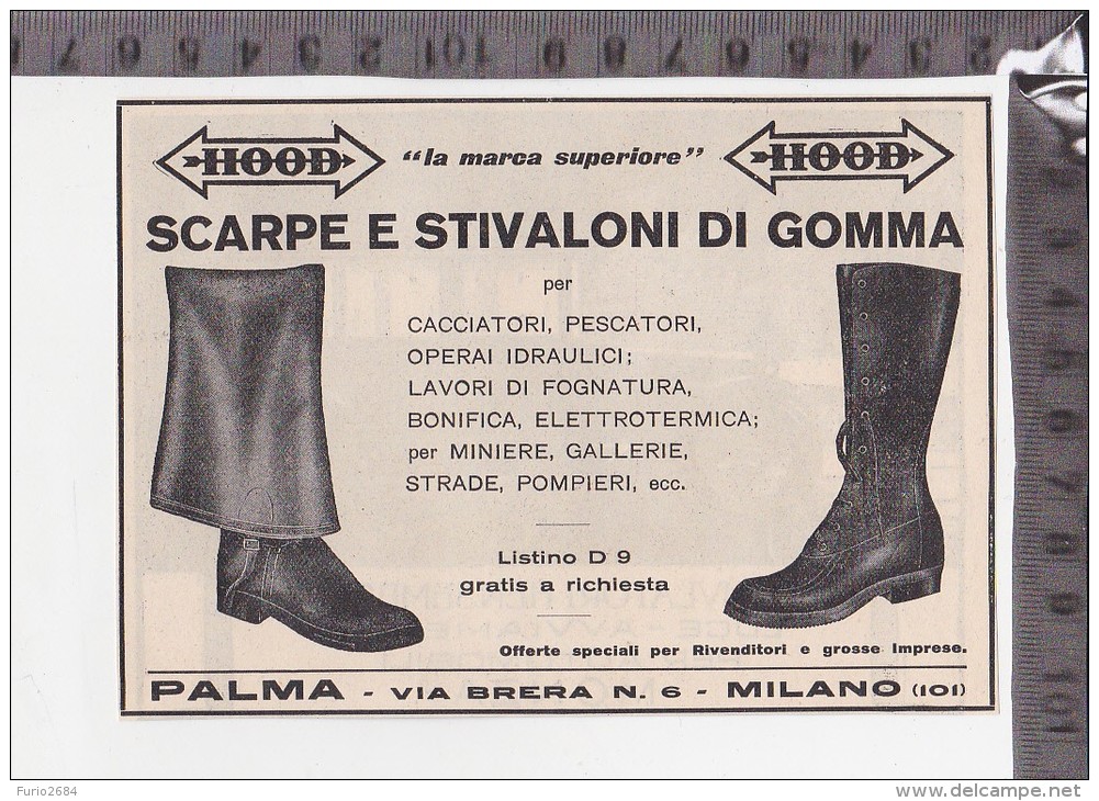 CO-836 MILANO PALMA HOOD SCARPE E STIVALONI DI GOMMA PUBBLICITA - Autres & Non Classés