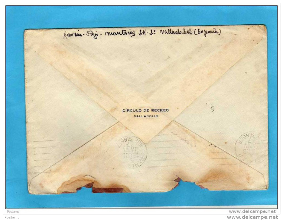 MARCOPHILIE-lettre  De Valladolid-1937--CENSURA MILITAR SAN SEBASTIAN- Por France-réexpédiée Françe - Republicans Censor Marks