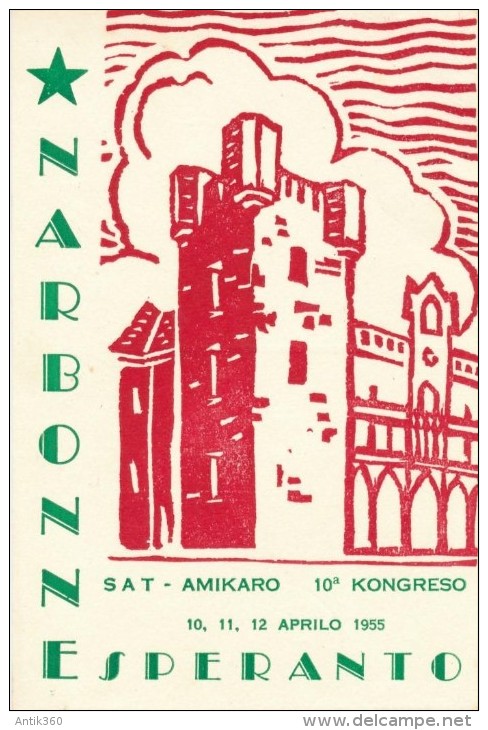 CPSM ESPERANTO Narbonne Sat Amikaro 10a Kongreso 1955 Esperanto - Esperanto