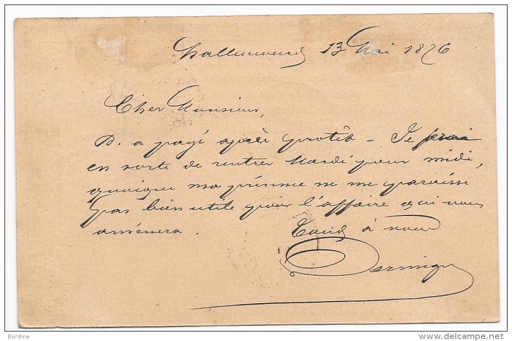 - Lettre - SOMME - HALLENCOURT - Càd T.18 S/Paire+un TP Cérès N°53 - 1876 - 1871-1875 Cérès